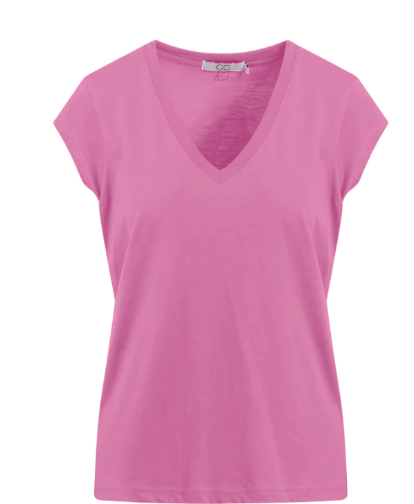 CC HEART BASIC V-NECK T-SHIRT - ROSE PINK