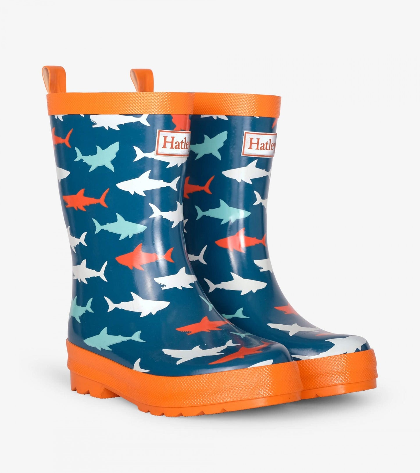great white sharks shiny rain boot