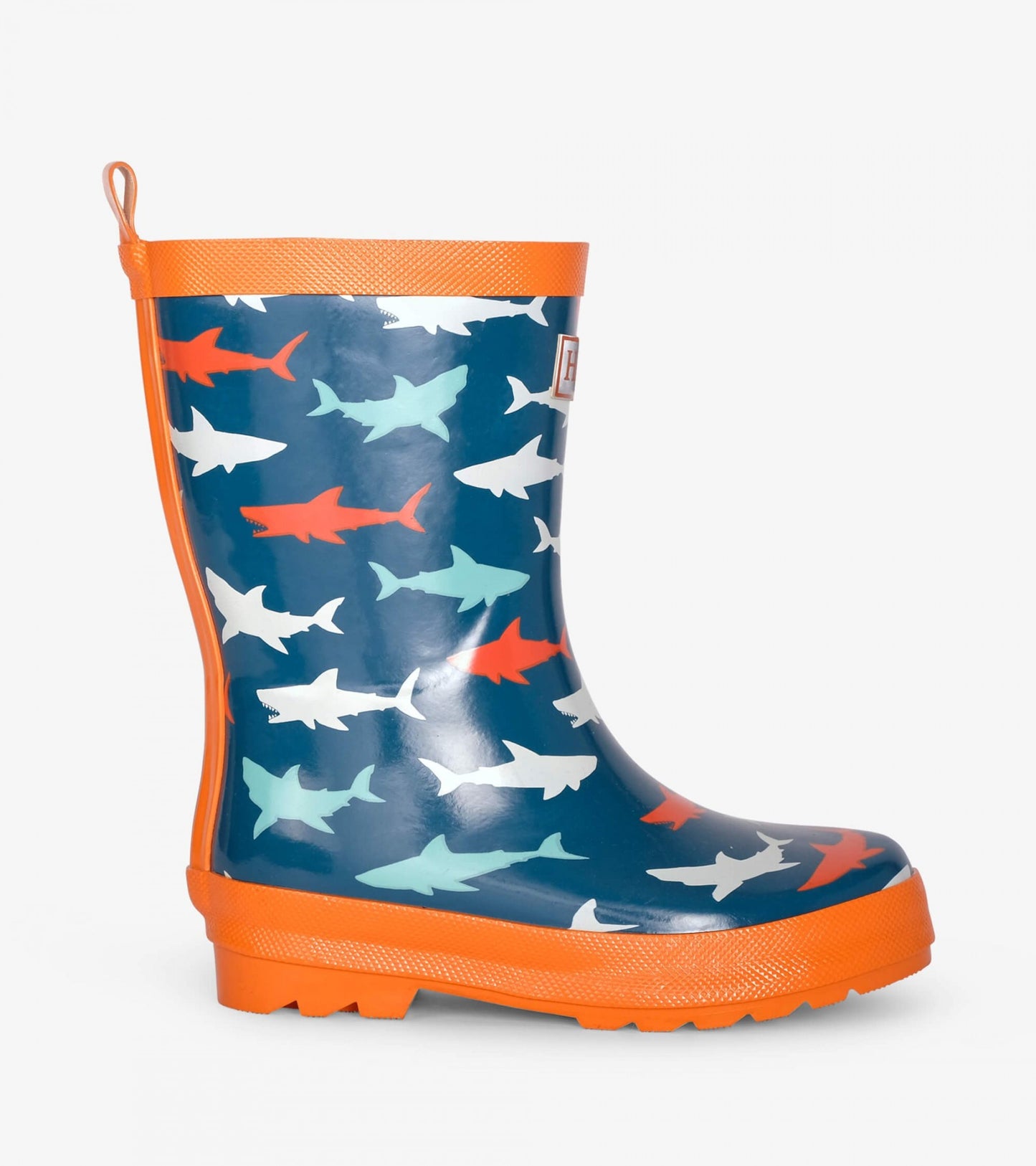 great white sharks shiny rain boot