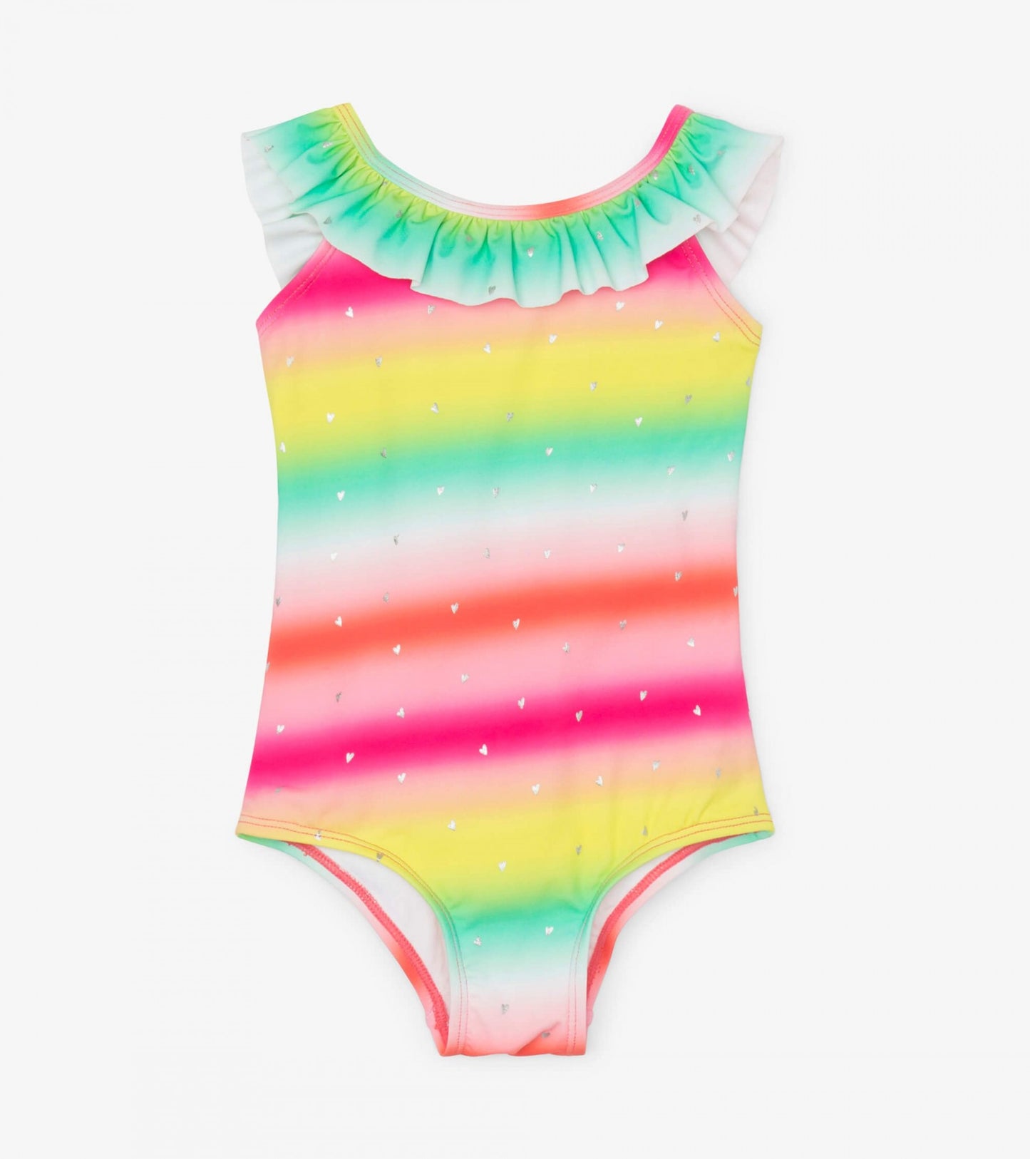 shimmer rainbow ruffle sleeve swimsuit