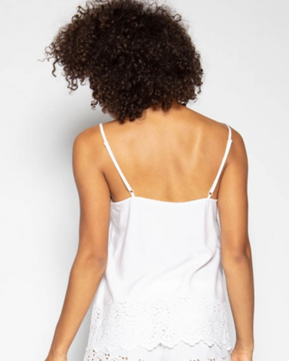 Leah Embroidered Cami - White