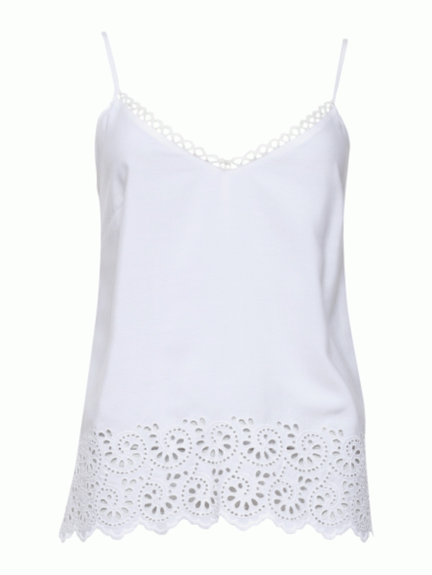 Leah Embroidered Cami - White