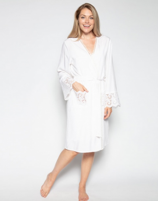 Leah Embroidered Short Dressing Gown
