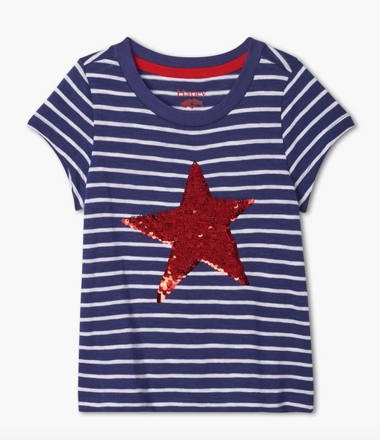 Red Star Flip Sequins Graphic Tee
