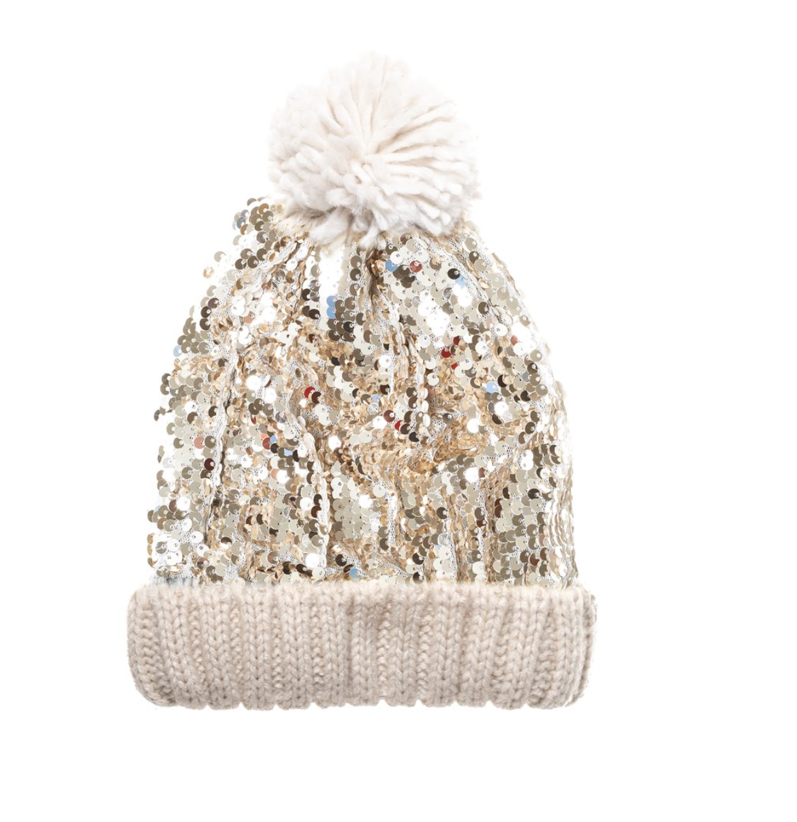 Gold Sequin Shimmer Bobble Hat