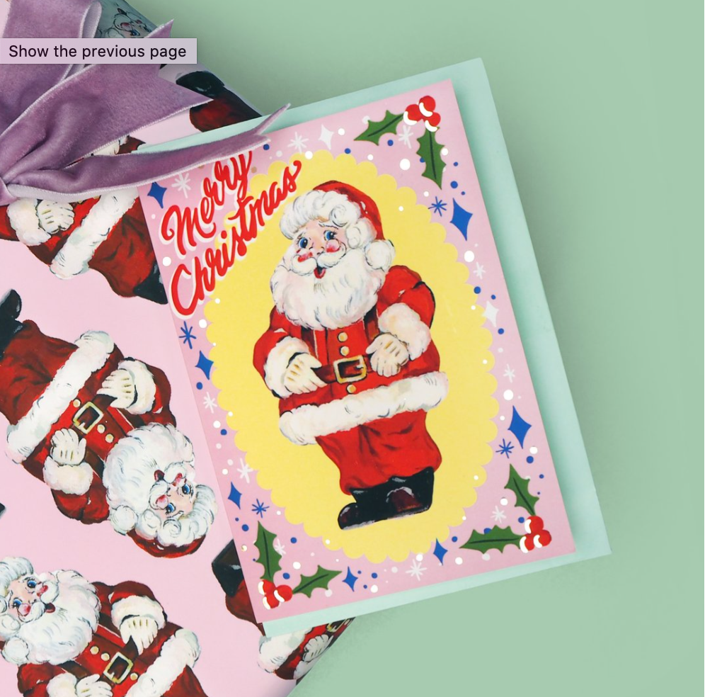 Merry Christmas Pink Santa Card