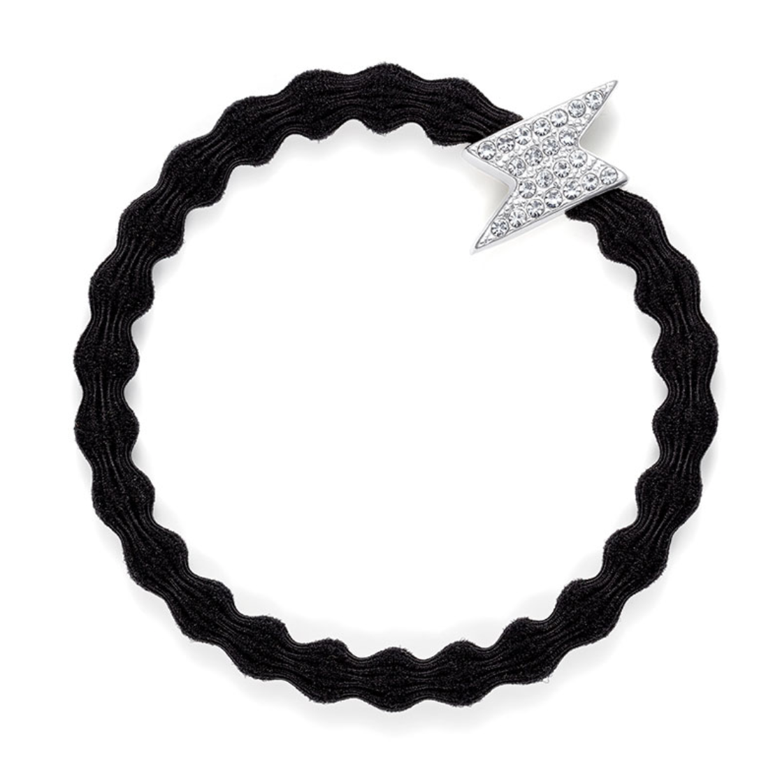 Silver Diamanté Bolt Band - Black