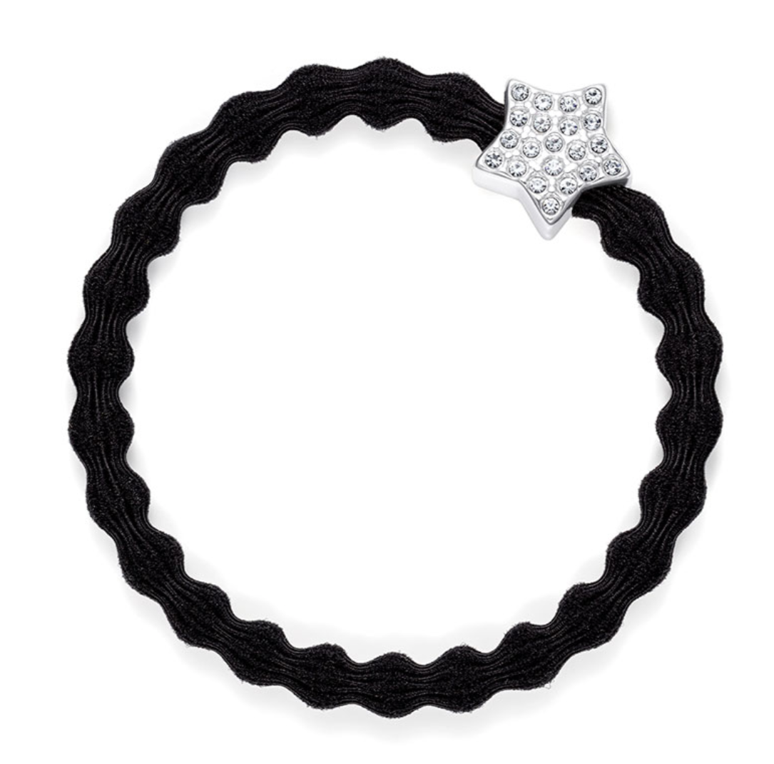 Silver Diamanté Star Band - Black