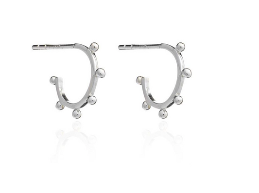 Mini Punk Hoop Earrings - Silver