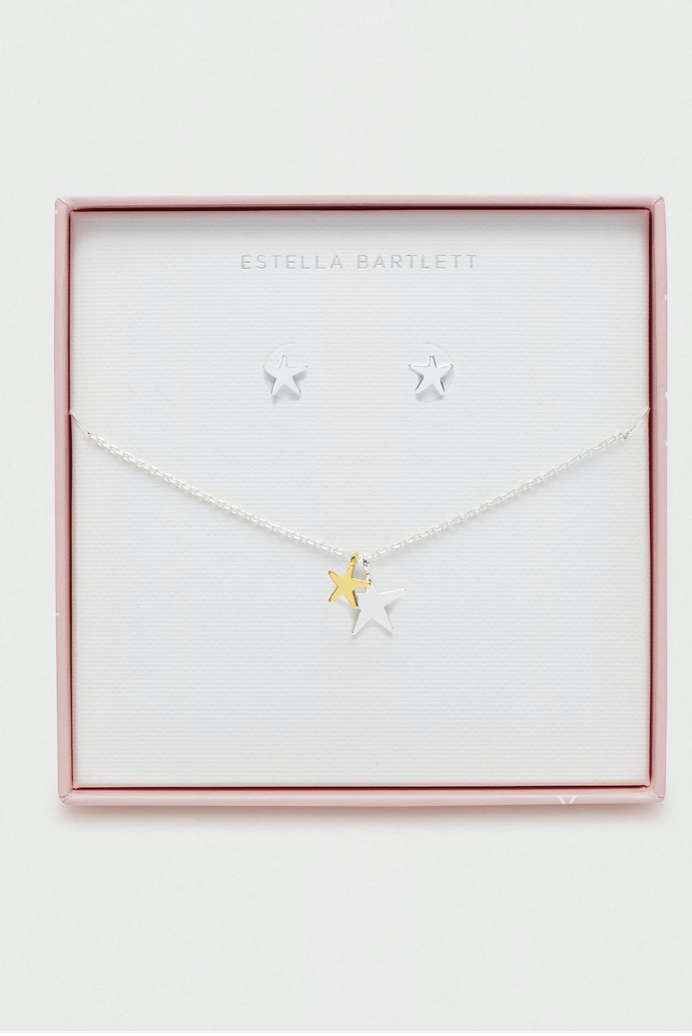 Double Star Necklace & Stud Earrings Set