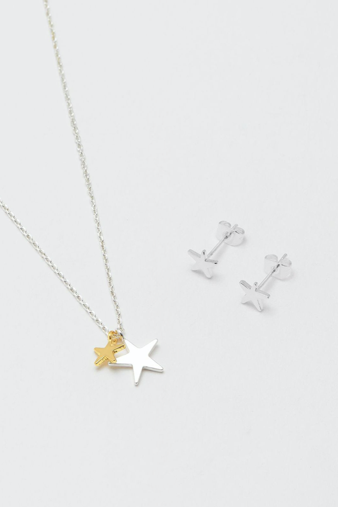 Double Star Necklace & Stud Earrings Set
