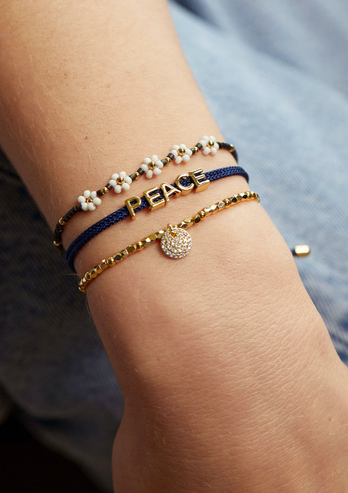 Peace Navy Cord Bracelet