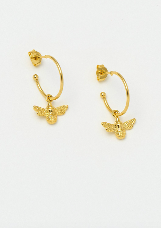 Bee Drop Hoop Earrings