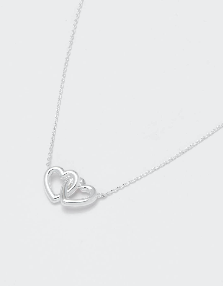 Silver Interlinked Hearts Necklace