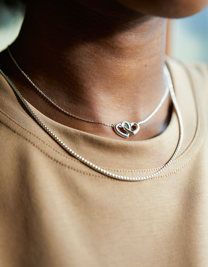 Silver Interlinked Hearts Necklace