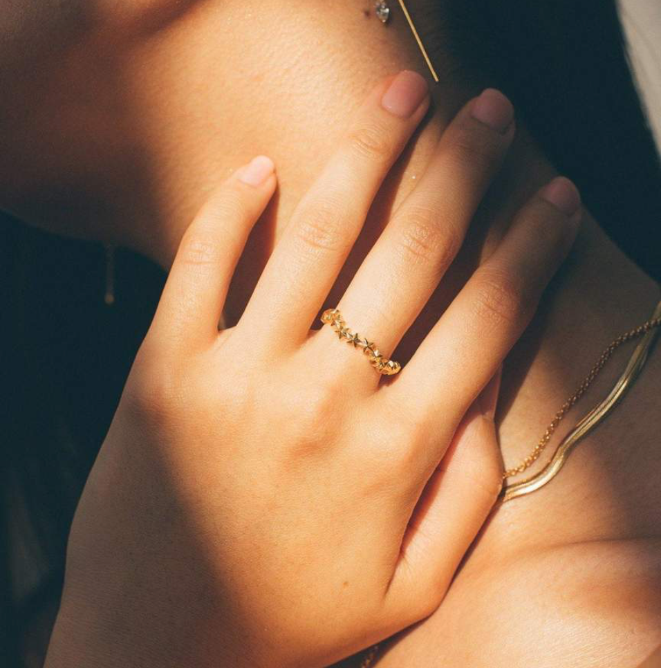 Gold Plated Star Cluster Ring