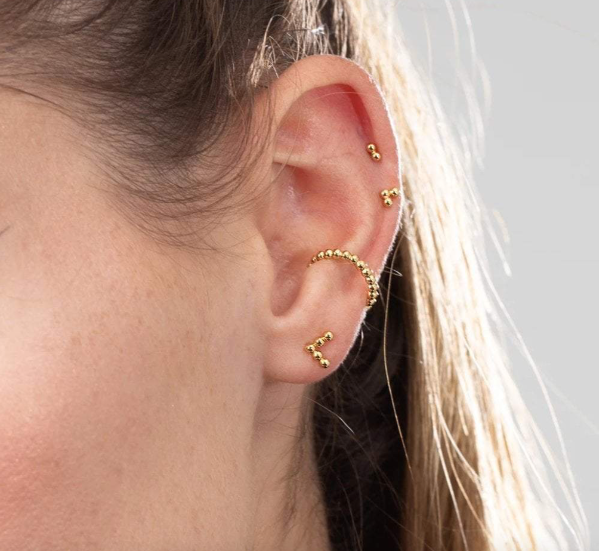 Gold Plated Solder Dot Bead Single Ear Cuff