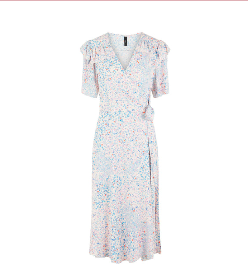 YASLINI FLORAL MIDI WRAP DRESS