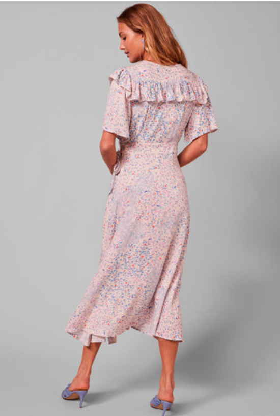 YASLINI FLORAL MIDI WRAP DRESS