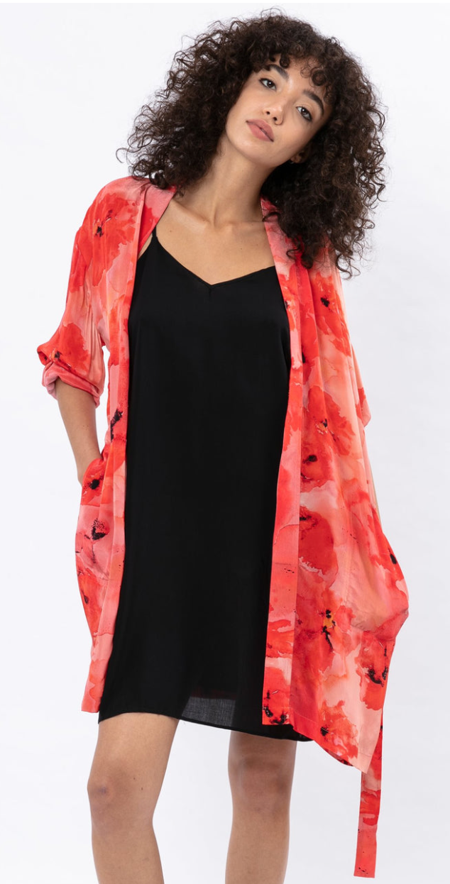 Vegan Silk Cardigan - Perennial Coral