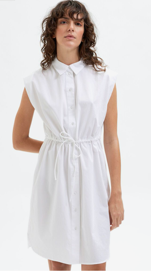 White Cap Sleeve Shirt Dress