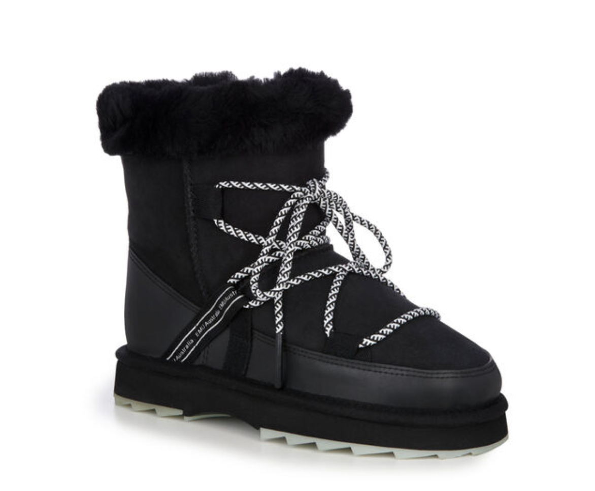 Blurred Womens Sheepskin Boots - Black