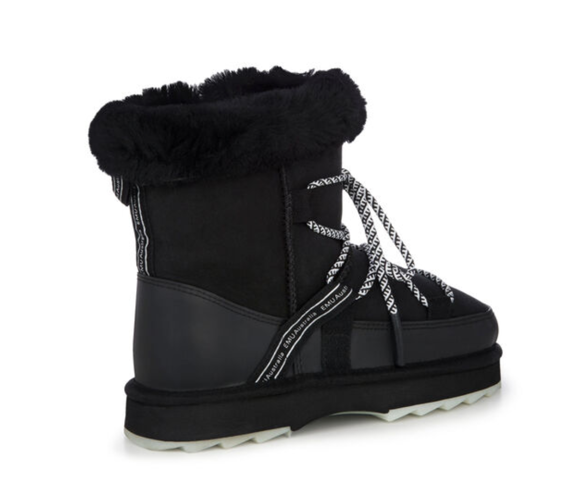 Blurred Womens Sheepskin Boots - Black