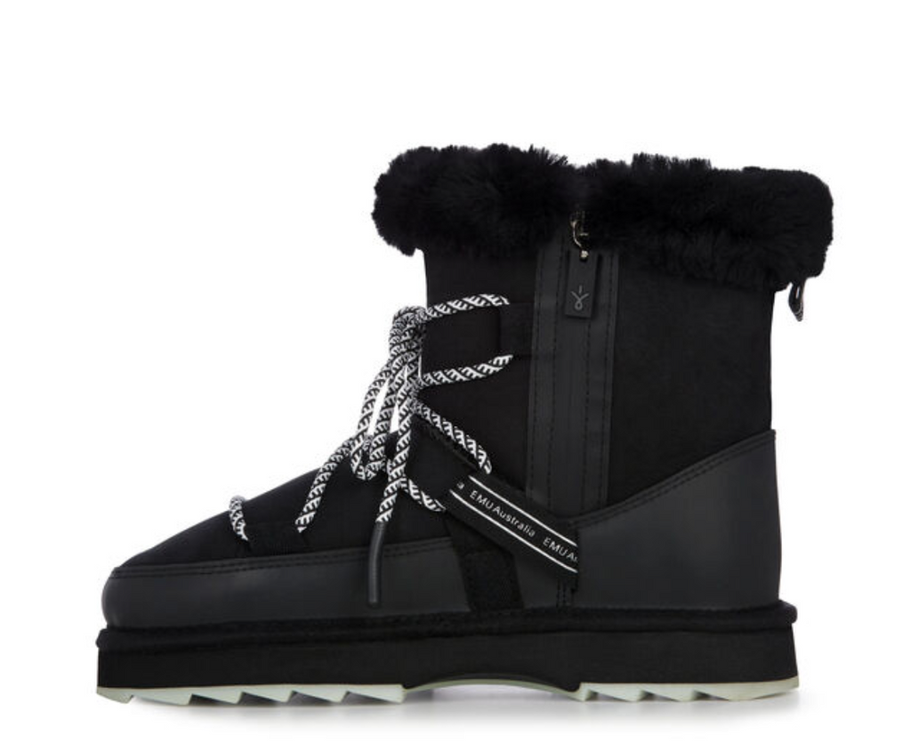 Blurred Womens Sheepskin Boots - Black