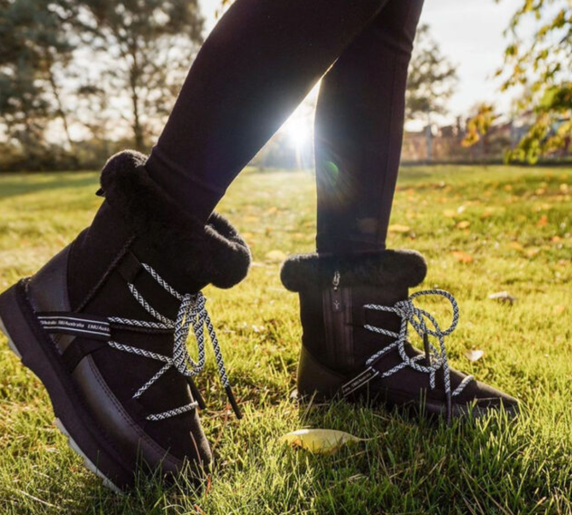Blurred Womens Sheepskin Boots - Black