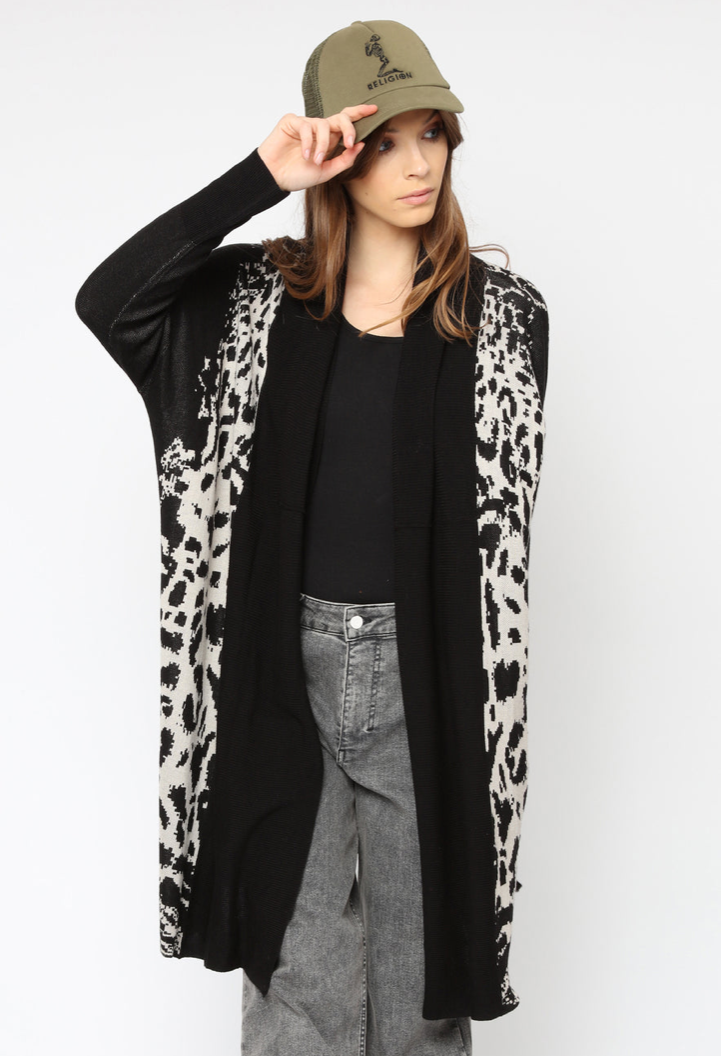 Longline Print Cardigan