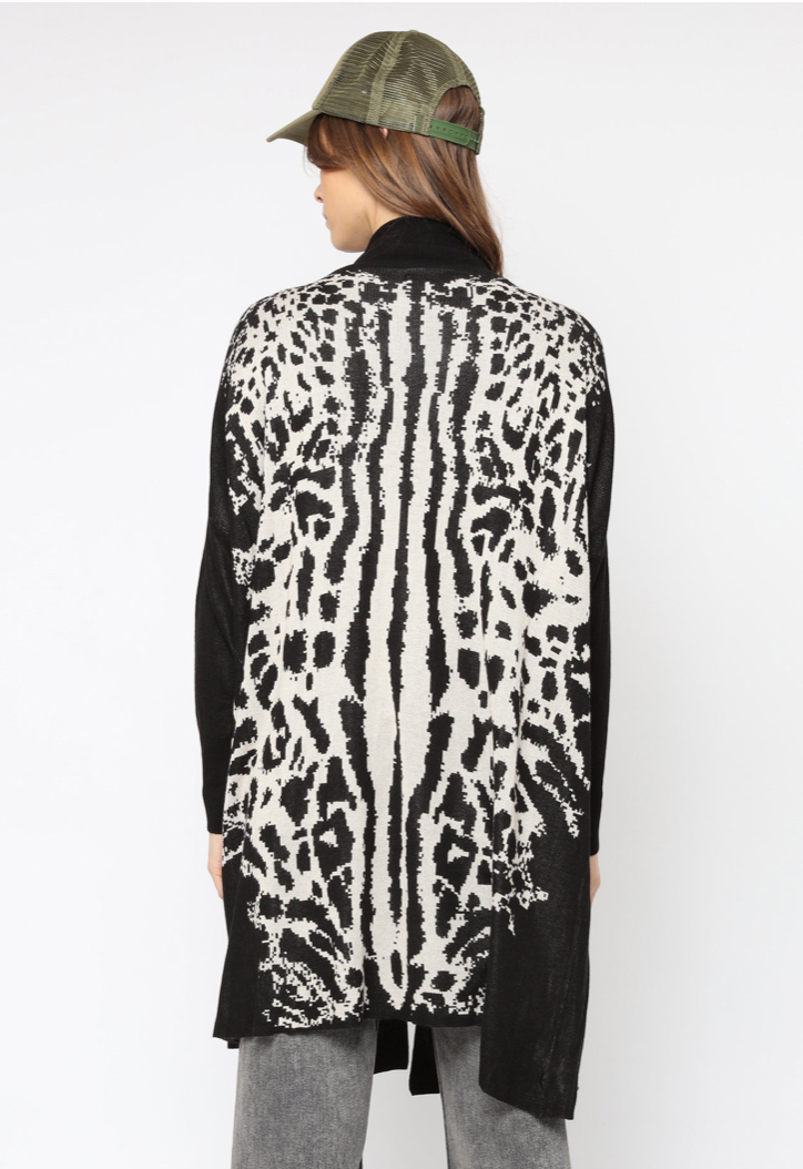 Longline Print Cardigan