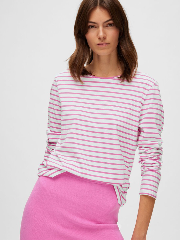 Striped Long Sleeve T-Shirt - Cyclamen