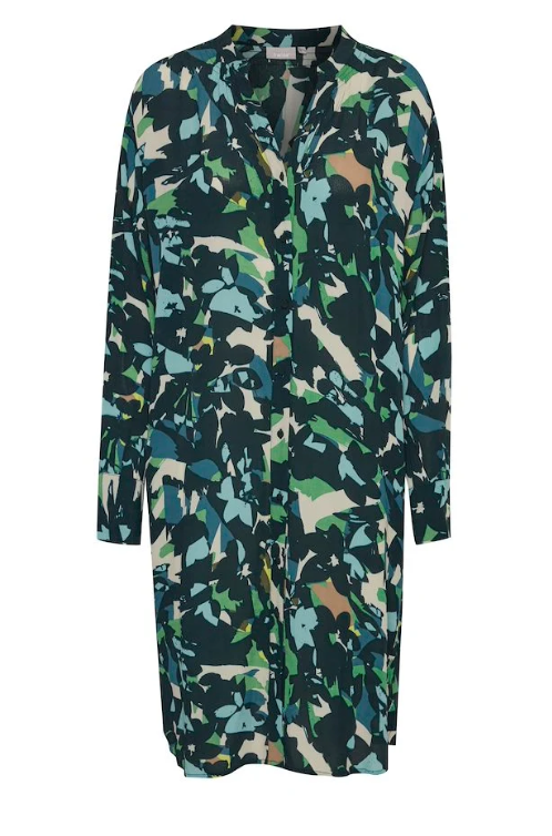 Long Sleeve Dress - Holly Green Mix