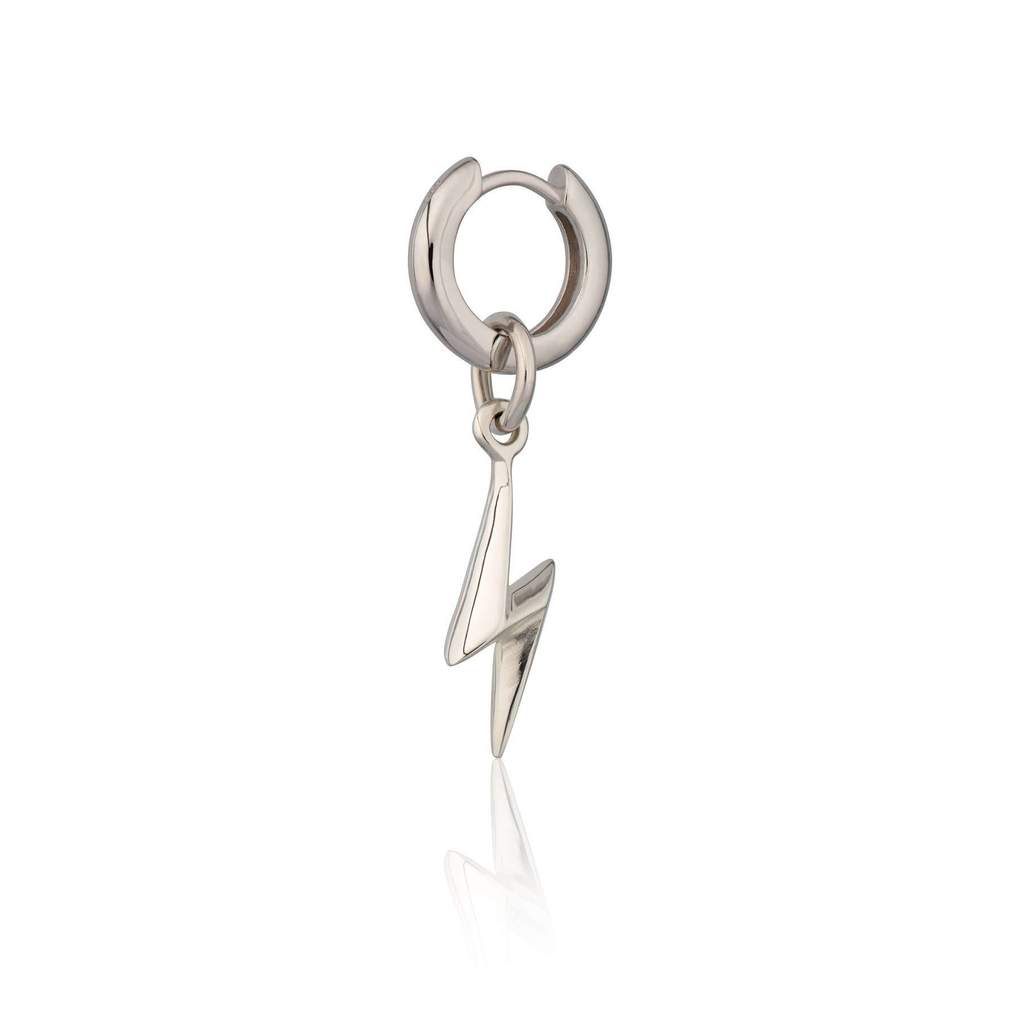 lightning bolt huggie hoop earring (single earring) - silver