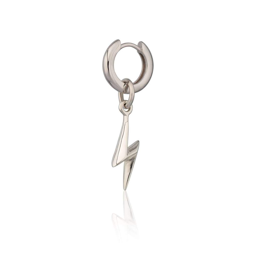 Lightning Bolt Single Huggie Hoop Earring - Silver