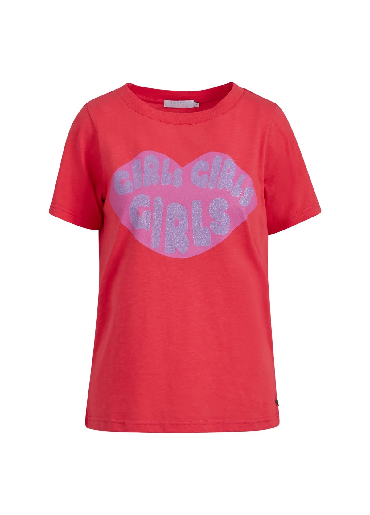 Mid Length Sleeve T-Shirt with Lips Print