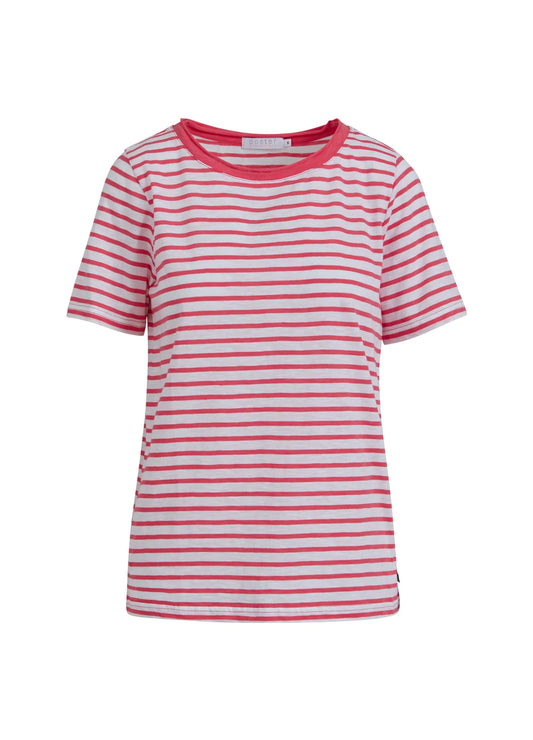 T-shirt with Stripes- Intense Pink