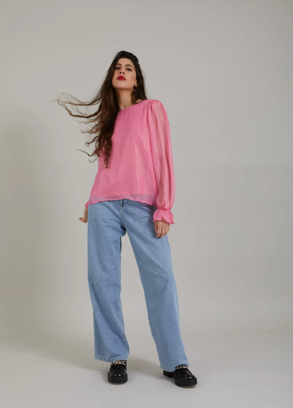 CC METALLIC BLOUSE - PINK