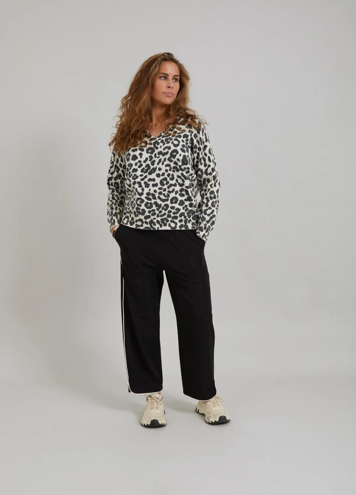 CC V-Neck Knit with Leo Print