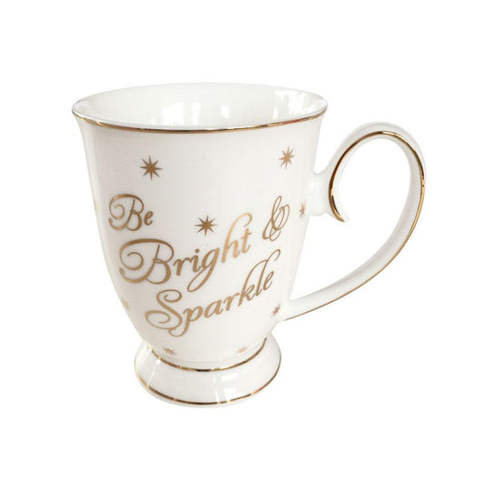 be bright & sparkle mug with gold stars