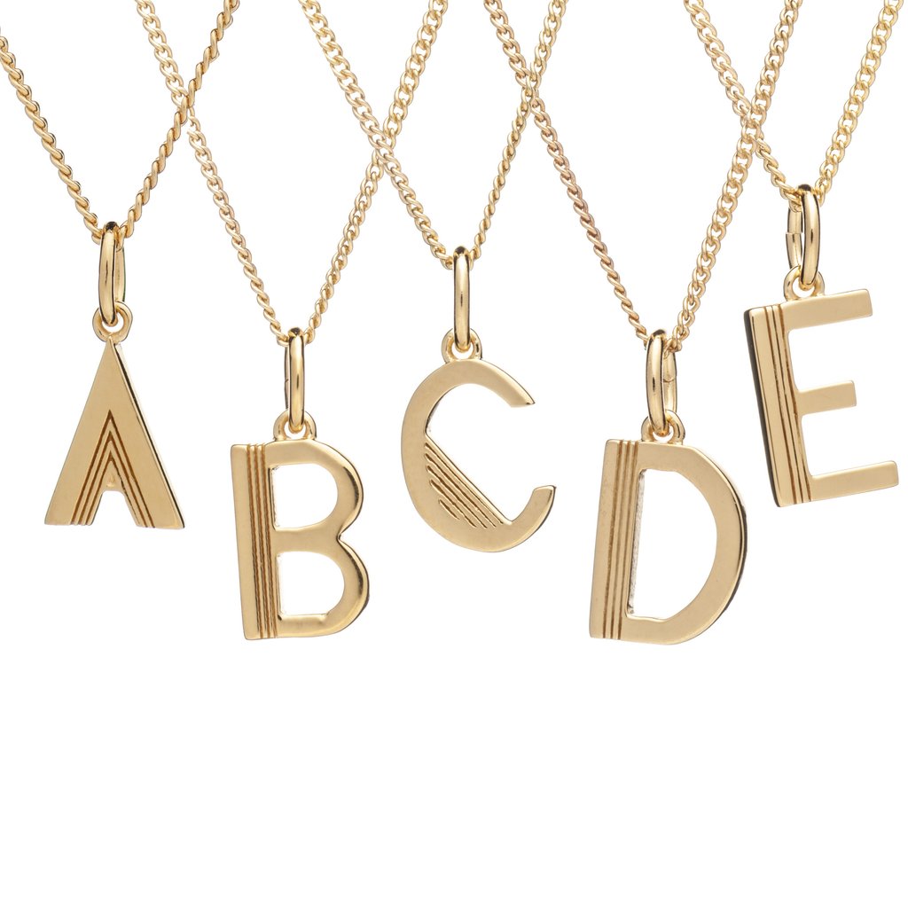 Art Deco Initial Necklace - 22 ct Gold Plated