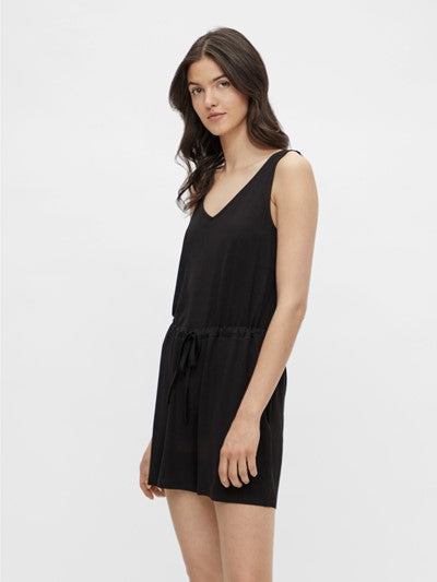 PCNEORA V-NECK PLAYSUIT - BLACK