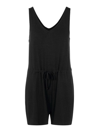 PCNEORA V-NECK PLAYSUIT - BLACK