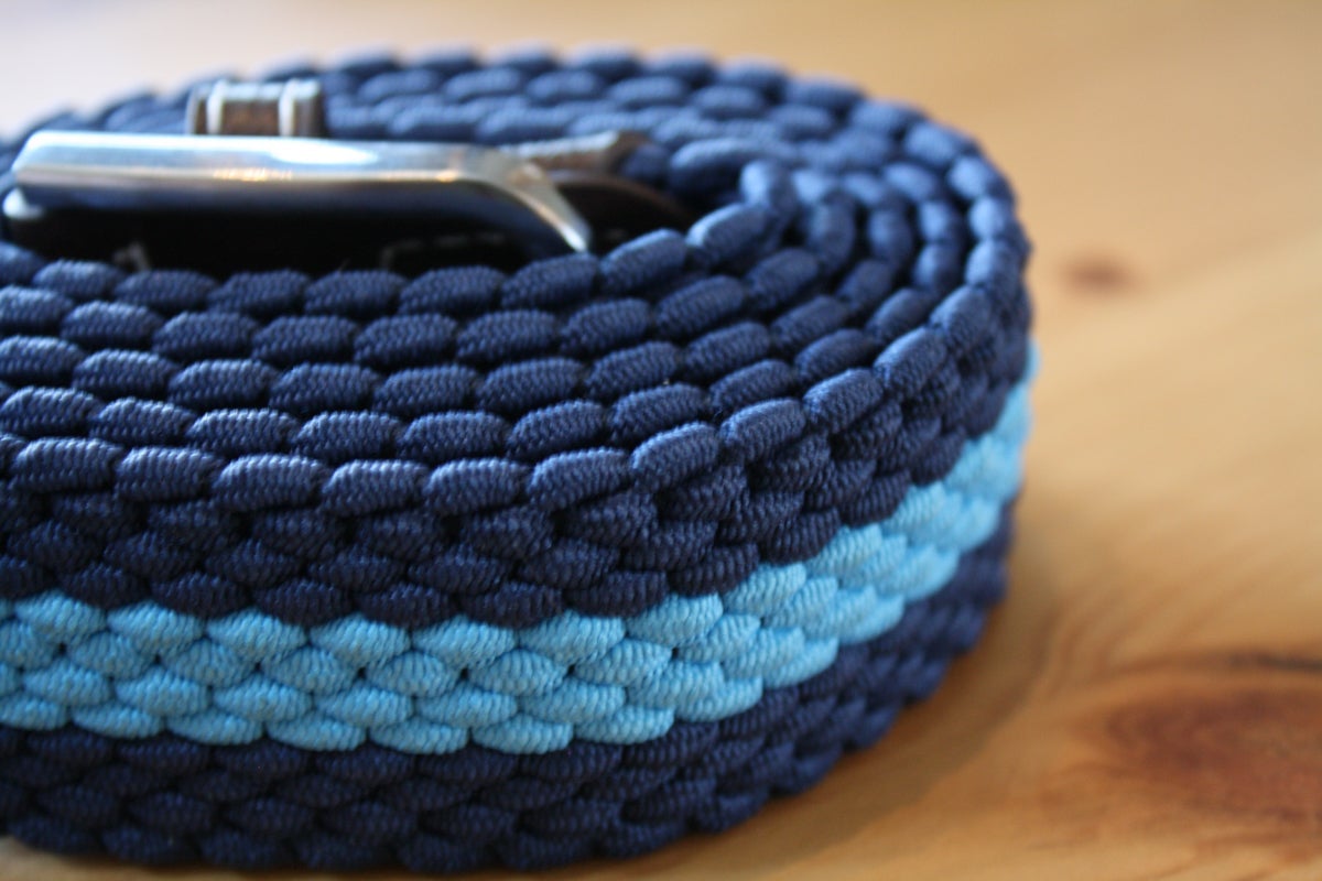 Recycled woven belt - sky blue/stripe
