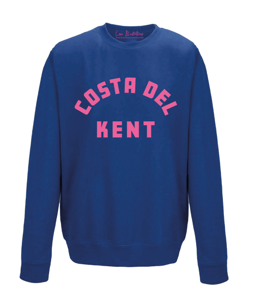 ‘Costa Del Kent’ Adults Unisex Sweatshirt - Blue