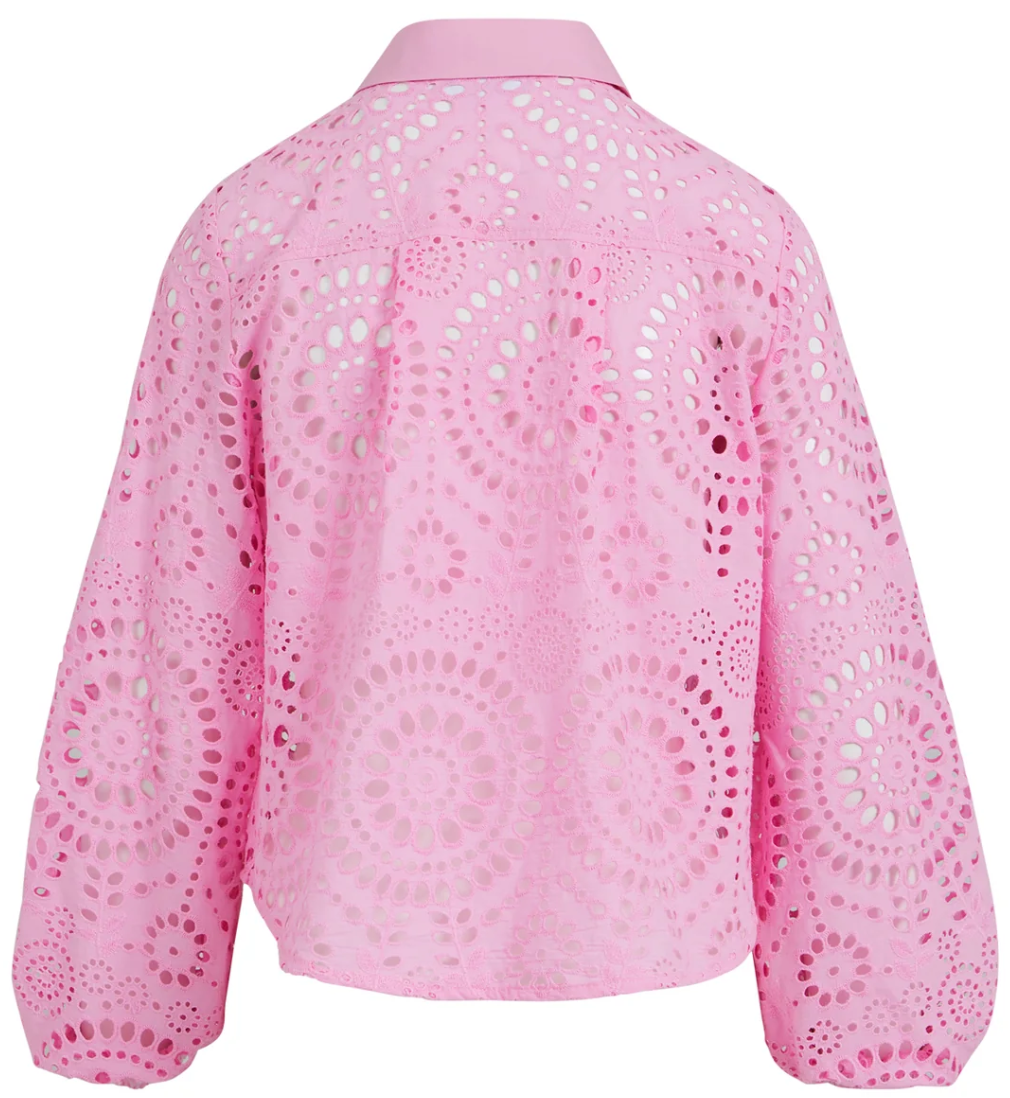 BRODERIE ANGLAISE SHIRT - ROSE PINK