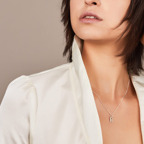 Art Deco Initial Necklace - Silver