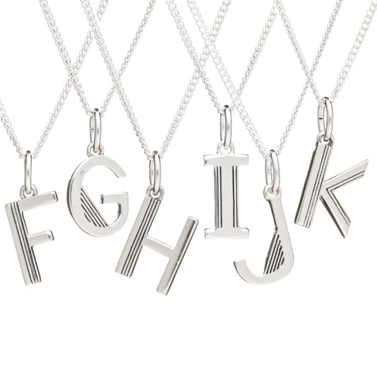 Art Deco initial necklace - silver