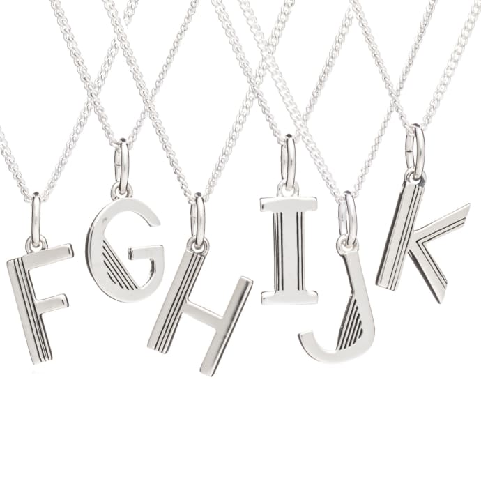 Art Deco Initial Necklace - Silver