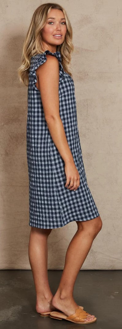 Mimosa Frill Dress - Indigo